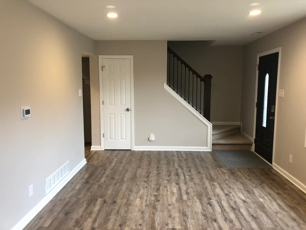 A clean, freshly painted room